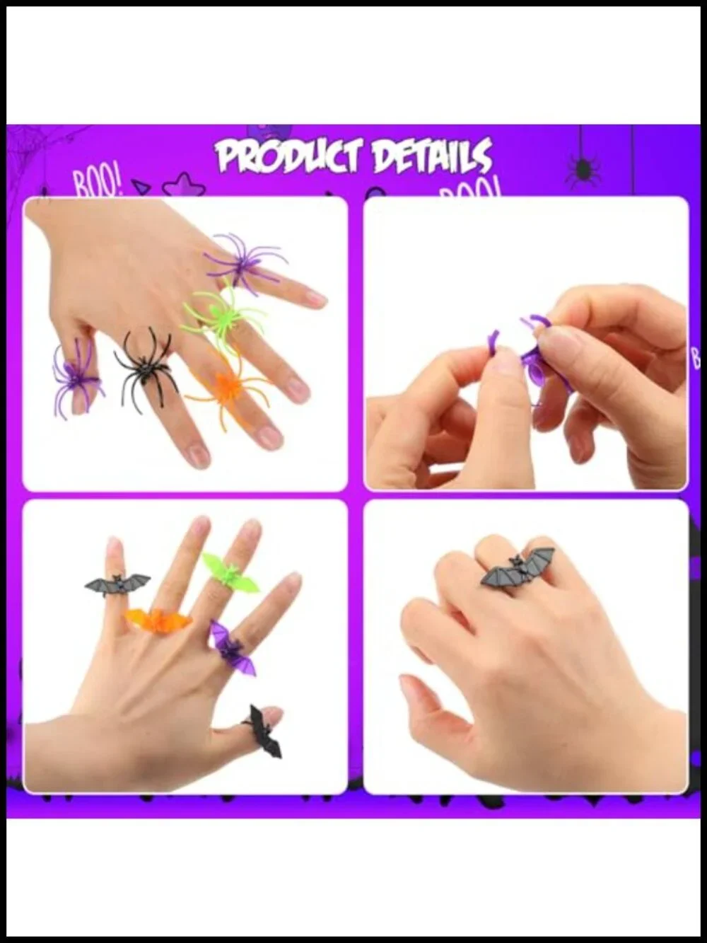 500 Pcs Spider Bat Rings Halloween Party Favors Bulk Plastic Goodie Bag Fillers